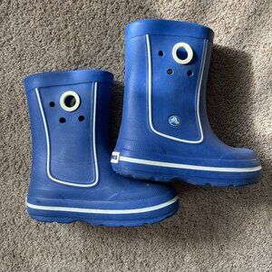 Crocs Rain Boots Youth Sz J1 Crocband Jaunt Croslite Lightweight Waterproof Blue
